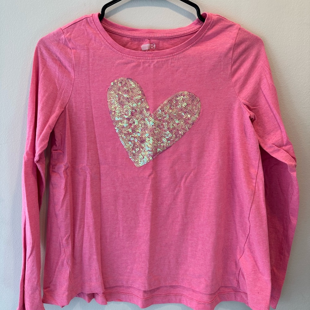 Pink long sleeve heart tee shirt